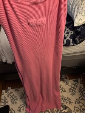 Brandon Blackwood Pink Ribbed Maxi Dress